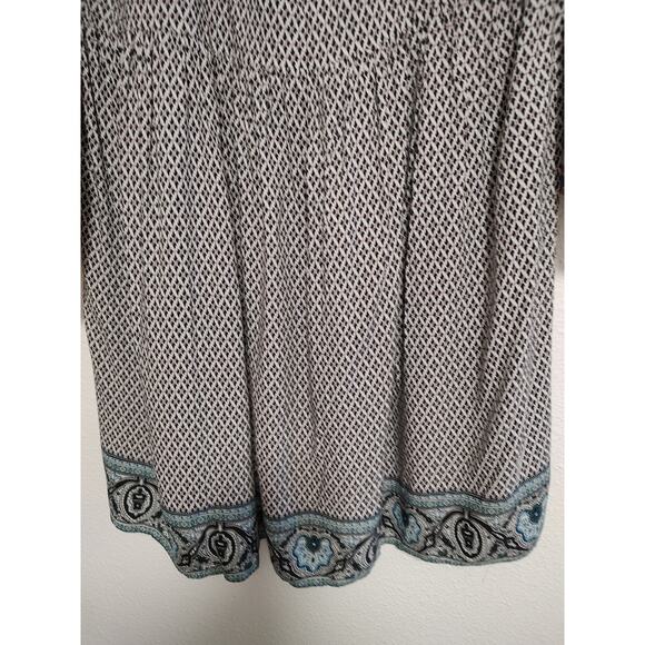 Umgee Blue White Flared 3/4 Sleeve Square Neck Peasant Blouse Size Large - Picture 3 of 10